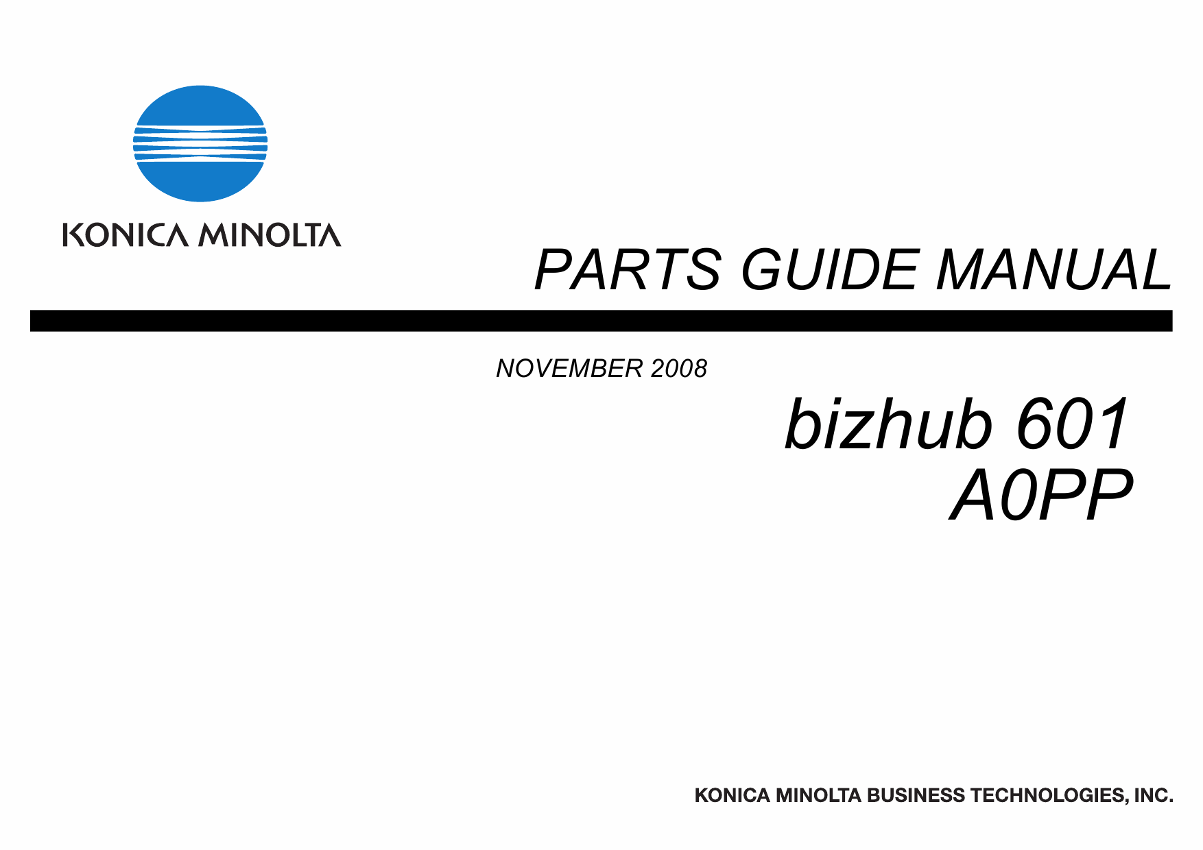 Konica-Minolta bizhub 601 Parts Manual-1